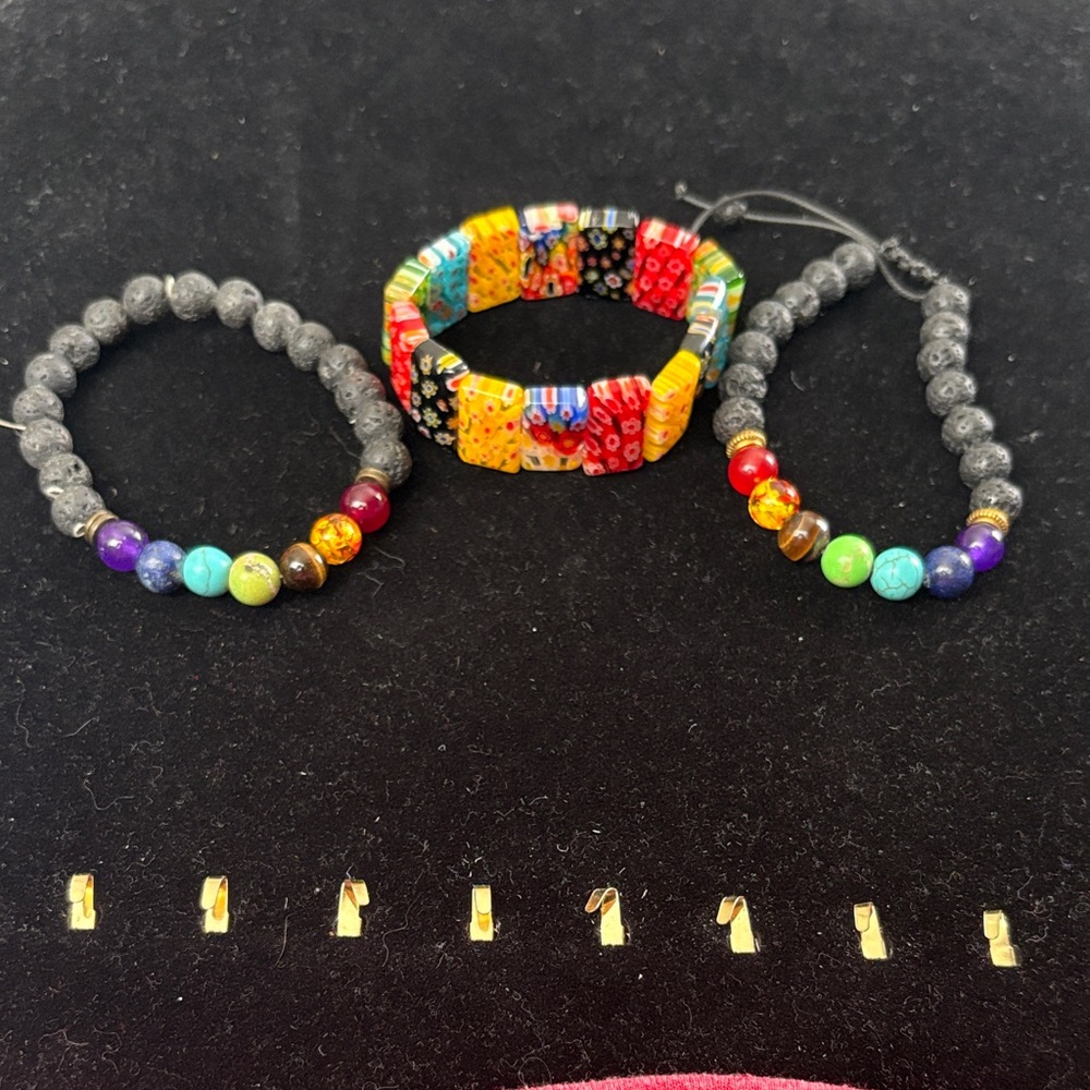 Bohemian Multicolor and Black Beaded Bracelet Trio